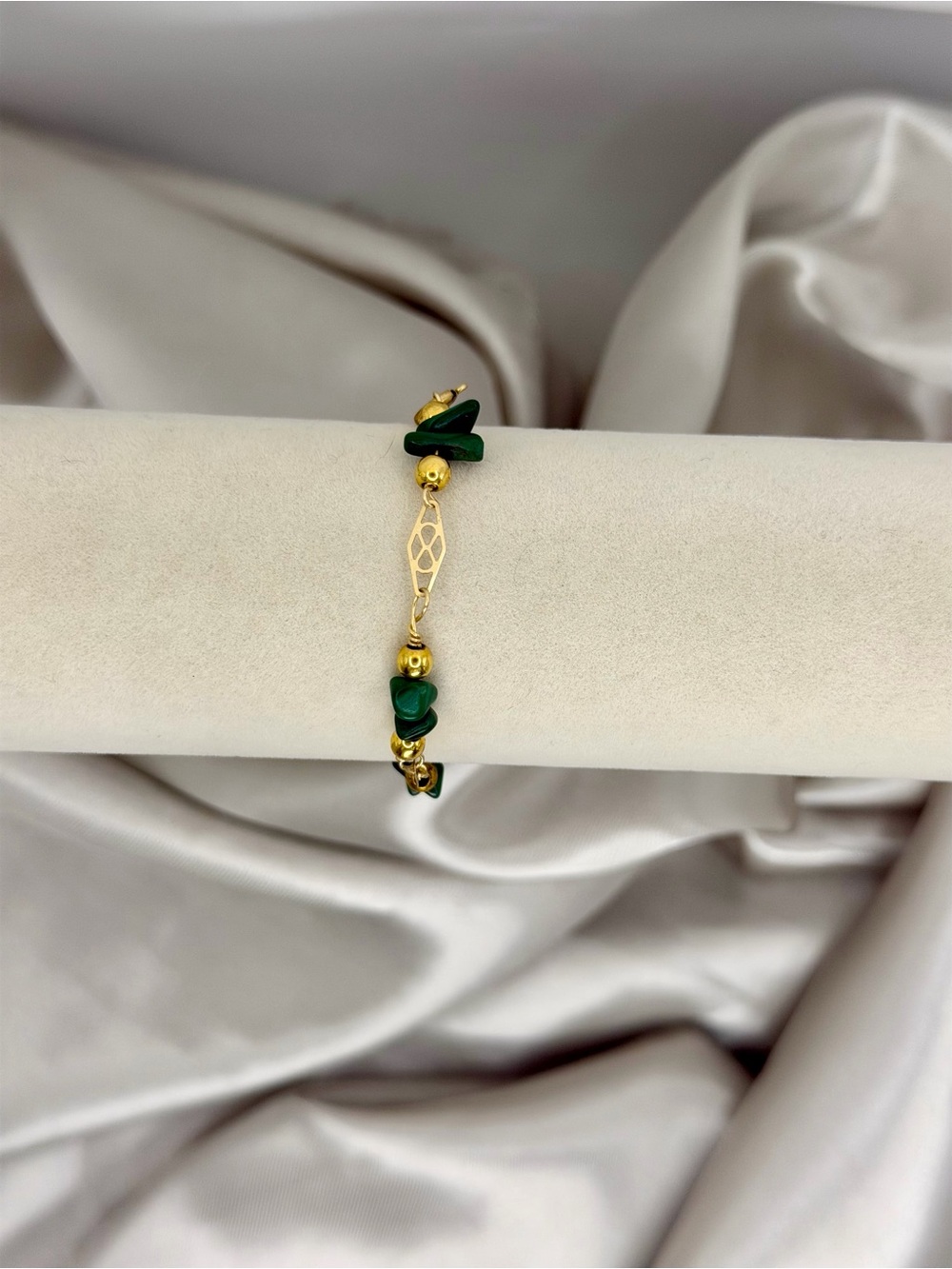 Gold & Dark Green Stone Women's Bracelet